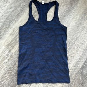 Lululemon swiftly tech racerback tank size 4 heathered navy color